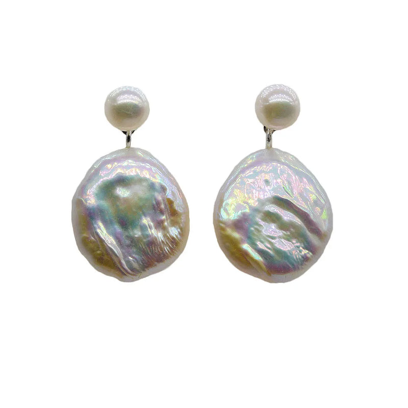 Multicolor Natural Pearl Silver Drop Earrings Wedding Jewelry