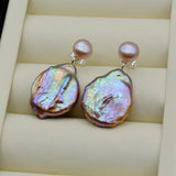 Multicolor Natural Pearl Silver Drop Earrings Wedding Jewelry