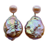 Multicolor Natural Pearl Silver Drop Earrings Wedding Jewelry
