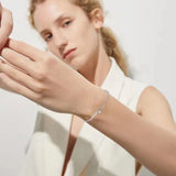 S925 Sterling Silver Double Round Beads Women's Bracelet Set