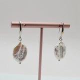 Baroque Pearl Drop Earrings Silver Coin Shape