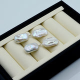Natural Pearl Long Earrings Rectangular Pearl Baroque Earrings