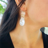 Shell Drop Earrings Freshwater Pearl Bohemian Style Jewelry