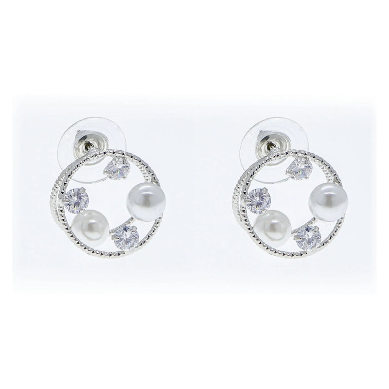 Pearl & Crystal Earrings, Silver Plated Women's Novelty Jewelry