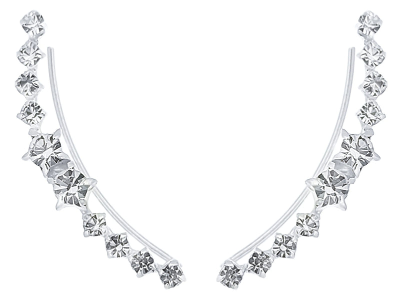 925 Silver Climber Earrings with 10 Zirconia