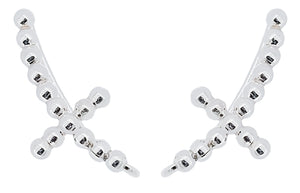 925 Sterling Silver Cross Ball Climber Earrings for Women
