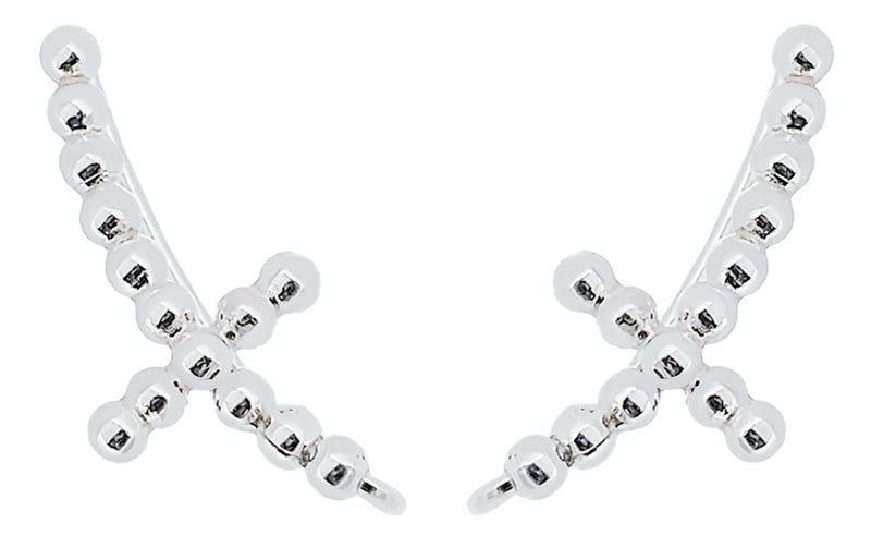 925 Sterling Silver Cross Ball Climber Earrings for Women