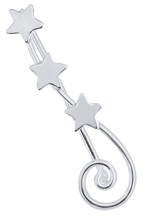 925 Silver Climbers Earrings Spiral 3 Stars