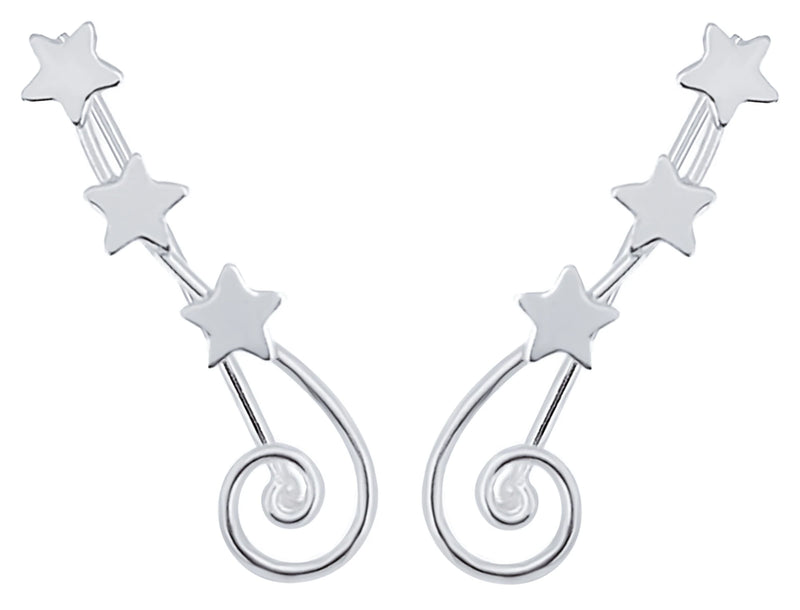 925 Silver Climbers Earrings Spiral 3 Stars