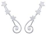 925 Silver Climbers Earrings Spiral 3 Stars
