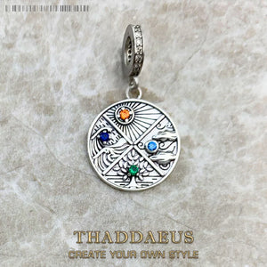 Earth Water Air Fire Elements Charm 925 Sterling Silver Jewelry