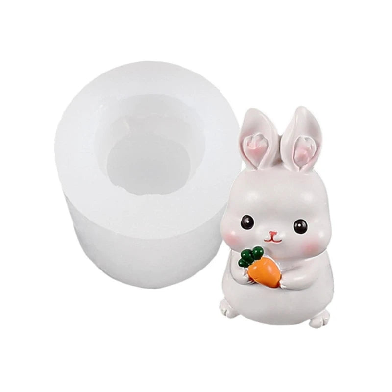 Easter Bunny Candle Silicone Mold DIY Resin Soap Gypsum Decor