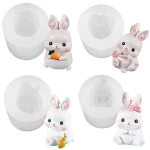 Easter Bunny Candle Silicone Mold DIY Resin Soap Gypsum Decor