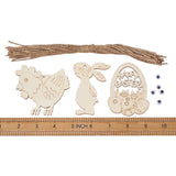 Easter Bunny Egg Wooden Ornaments Pendants Blank Wood Charms Flower Rabbit