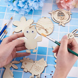 Easter Bunny Egg Wooden Ornaments Pendants Blank Wood Charms Flower Rabbit