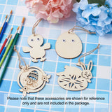 Easter Bunny Egg Wooden Ornaments Pendants Blank Wood Charms Flower Rabbit