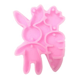 Easter Bunny Radishes Keychain Mold Silicone Resin Rabbit Carrot UV Epoxy