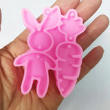 Easter Bunny Radishes Keychain Mold Silicone Resin Rabbit Carrot UV Epoxy
