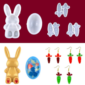 Easter Egg Molds for Resin Rabbit Carrot Earring Pendant Silicone Molds
