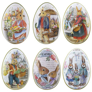Easter Eggs Shaped Candy Box Alloy Metal Tinplate Case Jewelry Storage Cans