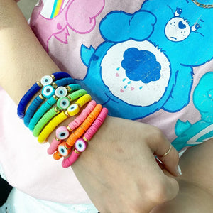 Multicolor Polymer Clay Evil Eye Bracelet for Women