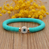 Multicolor Polymer Clay Evil Eye Bracelet for Women