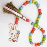 Easter Wood Bead Garland Decor - Tiered Tray Beads Home Decoration