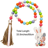 Easter Wood Bead Garland Decor - Tiered Tray Beads Home Decoration