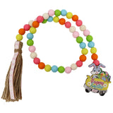 Easter Wooden Bead Garland Farmhouse Rustic Spring Prayer Beads