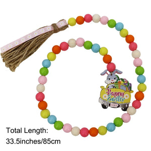 Easter Wooden Bead Garland Farmhouse Rustic Spring Prayer Beads