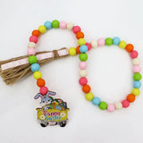 Rustic Easter Wooden Bead Garland Farmhouse Spring Boho Prayer Beads