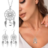 Retro Necklace Earrings Pendant Diamond Clip on Earrings