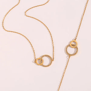Stainless Steel Loop Pendant Necklace Bracelet Set