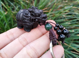 Ebony Dragon Turtle Pendant Wood Carving Key Chain