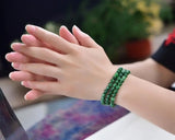 Echsun Emerald Gemstone Bracelet 6mm Charms Jewelry 3 Turns