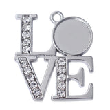 Eco Friendly Alloy Inlaid Blank Teardrop Square Round Love Tray Charm Pendant