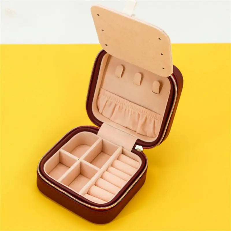 Eco-Friendly PU Jewelry Box Lychee Floral Pattern Flip Stud Earrings Storage