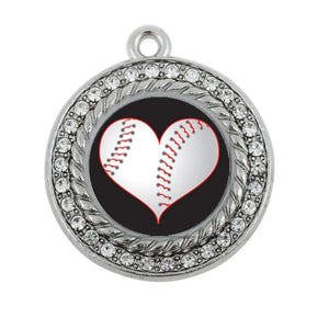 Eco Zinc Alloy Rhodium Plated Baseball Charm Sport Pendant