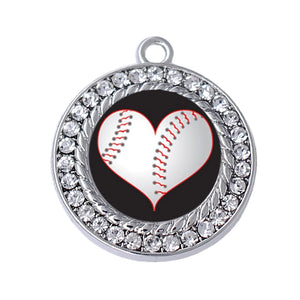 Eco Zinc Alloy Rhodium Plated Baseball Charm Sport Pendant