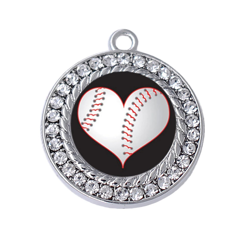 Eco Zinc Alloy Rhodium Plated Baseball Charm Sport Pendant