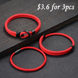 Men Bracelet Set Red Cord Chain Wish Fabric Gift For Him