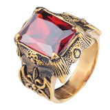Men Dragon Claw Knight Ring Big CZ Stainless Steel Wedding Party Jewelry
