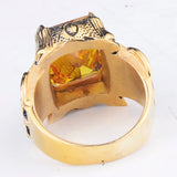 Men Dragon Claw Knight Ring Big CZ Stainless Steel Wedding Party Jewelry