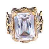 Men Dragon Claw Knight Ring Big CZ Stainless Steel Wedding Party Jewelry