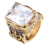 Men Dragon Claw Knight Ring Big CZ Stainless Steel Wedding Party Jewelry