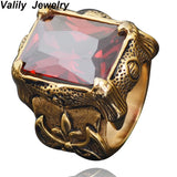 Men Dragon Claw Knight Ring Big CZ Stainless Steel Wedding Party Jewelry
