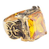 Men Dragon Claw Knight Ring Big CZ Stainless Steel Wedding Party Jewelry