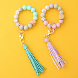 Silicone Bead Bracelet Tassel Key Chain for Women