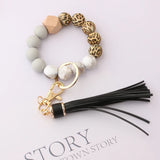 Silicone Bead Bracelet Tassel Key Chain for Women