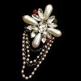 Edwardian Vintage Tassel Imitated Pearl Cross Brooches Fabric Back